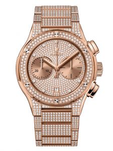 Đồng hồ Hublot Classic Fusion Chronograph King Gold Full Pavé Bracelet 520.OX.9010.OX.3704