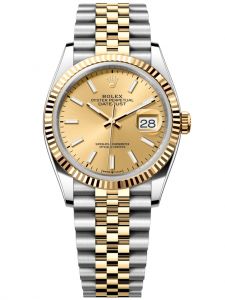 Đồng hồ Rolex Datejust 36 M126233-0015 126233-0015 Demi Vàng Kim Mặt Champagne Cọc Dạ Quang