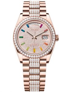 Đồng hồ Rolex Day-Date 36 M128345RBR-0043 128345RBR-0043 Vàng Everose 18ct Mặt Đính Kim cương Niềng Kim cương