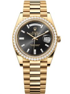 Đồng hồ Rolex Day-Date 40 M228348RBR-0001 228348RBR-0001 Vàng Kim 18ct Mặt đen sáng Niềng Kim cương
