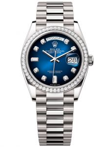 Đồng hồ Rolex Day-Date 36 M128349RBR-0010 128349RBR-0010 Vàng Trắng 18ct Mặt xanh ombre Niềng Kim cương