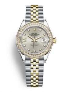 Đồng hồ Rolex Lady-Datejust 28 M279383RBR-0003 279383RBR-0003 Thép Oystersteel và Vàng Kim 18ct Mặt Bạc Niềng Kim cương