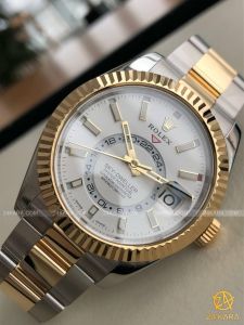 Đồng hồ Rolex Sky-Dweller 42 M326933-0009 326933-0009 Thép Oystersteel và Vàng Kim 18ct Mặt trắng - Lướt