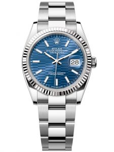 Đồng hồ Rolex Datejust 36 M126234-0050 126234-0050 Thép Oystersteel và Vàng Trắng 18ct Mặt xanh lam nhạt họa tiết gấp nếp - Mẫu 2021