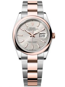 Đồng hồ Rolex Datejust 36 M126201-0034 126201-0034 Thép Oystersteel và Vàng Everose 18ct Mặt bạc họa tiết gấp nếp  - Mẫu 2021
