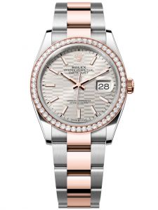 Đồng hồ Rolex Datejust 36 M126281RBR-0022 126281RBR-0022 Thép Oystersteel và Vàng Everose 18ct Mặt bạc họa tiết gấp nếp Niềng Kim cương - Mẫu 2021