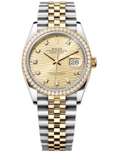 Đồng hồ Rolex Datejust 36 M126283RBR-0031 126283RBR-0031 Thép Oystersteel và Vàng Kim 18ct Mặt vàng họa tiết gấp nếp Niềng Kim cương - Mẫu 2022