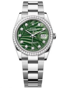Đồng hồ Rolex Datejust 36 M126284RBR-0048 126284RBR-0048 Thép Oystersteel và Vàng Trắng 18ct Mặt Xanh lá họa tiết cây cọ Niềng Kim cương  - Mẫu 2022
