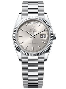 Đồng hồ Rolex Day-Date 36 M128236-0001 128236-0001 Bạch Kim Mặt bạc - Mẫu 2022