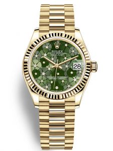 Đồng hồ Rolex Datejust 31 M278278-0046 278278-0046 Vàng Kim 18ct Mặt Xanh Olive họa tiết hoa - Mẫu 2022