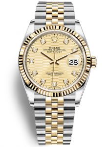 Đồng hồ Rolex Datejust 36 M126233-0045 126233-0045 Thép Oystersteel và Vàng Kim 18ct Mặt Champagne họa tiết gấp nếp