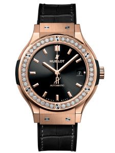 Đồng hồ Hublot Classic Fusion King Gold Diamonds 38 565.OX.1480.LR.1204 Dây da