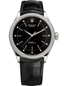 Đồng hồ Rolex Cellini Time 39 M50609RBR-0005 50609RBR-0005 Vàng Trắng 18ct Mặt Đen Niềng Kim cương