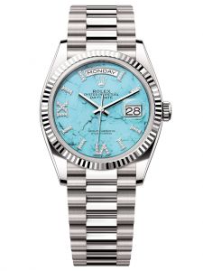 Đồng hồ Rolex Day-Date 36 M128239-0044 128239-0044 Vàng Trắng 18ct Mặt xanh ngọc lam kim cương - Mẫu 2023