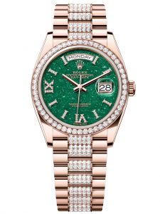 Đồng hồ Rolex Day-Date 36 M128345RBR-0069 128345RBR-0069 Vàng Everose 18ct Mặt đá aventurine xanh kim cương - Mẫu 2023
