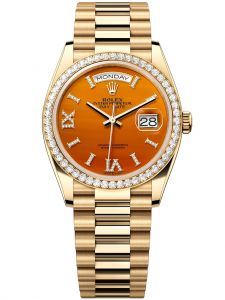 Đồng hồ Rolex Day-Date 36 M128348RBR-0049 128348RBR-0049 Vàng Kim 18ct Mặt đá carnelian kim cương - Mẫu 2023