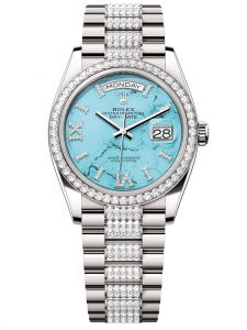 Đồng hồ Rolex Day-Date 36 M128349RBR-0032 128349RBR-0032 Vàng Trắng 18ct Mặt xanh ngọc lam Niềng Kim cương - Mẫu 2023