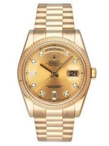 Đồng hồ Rolex Day-Date 36 M118238-0116 118238-0116 Vàng Kim 18ct Mặt Champagne Cọc số kim cương