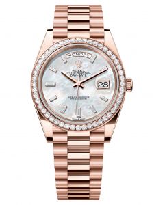 Đồng hồ Rolex Day-Date 40 M228345RBR-0026 228345RBR-0026 Vàng Everose 18ct Mặt Khảm Trai Trắng Niềng Kim cương - Mẫu 2024