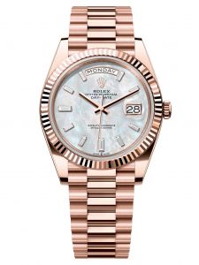 Đồng hồ Rolex Day-Date 40 M228235-0056 228235-0056 Vàng Everose 18ct Mặt Khảm Trai Trắng  - Mẫu 2024