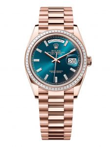 Đồng hồ Rolex Day-Date 36 M128395TBR-0032 128395TBR-0032 Vàng Everose 18ct Màu Xanh Lục Lam Niềng Kim cương - Mẫu 2024