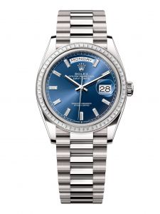 Đồng hồ Rolex Day-Date 36 M128399TBR-0027 128399TBR-0027 Vàng Trắng 18ct Màu Xanh Dương Sáng Niềng Kim cương - Mẫu 2024