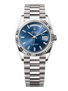 Đồng hồ Rolex Day-Date 36 M128239-0069 128239-0069 Vàng Trắng 18ct Màu Xanh Dương Sáng Niềng Kim cương - Mẫu 2024