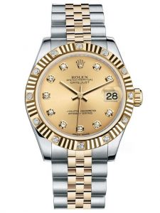 Đồng hồ Rolex Datejust 31 M178313-0029 178313-0029 Thép Oystersteel và Vàng Kim 18ct Mặt Champagne Niềng Kim cương