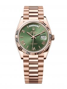 Đồng hồ Rolex Day-Date 36 M128235-0089 128235-0089 Vàng Everose 18ct Mặt Olive Xanh - Mẫu Mới 2025