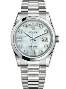 Đồng hồ Rolex Day-Date 36 M118206-0119 118206-0119 Bạch Kim Mặt Khảm trai trắng Oxford