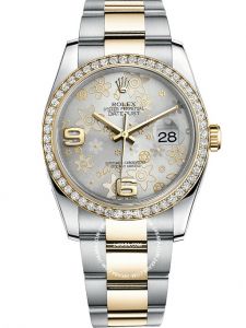Đồng hồ Rolex Datejust 36 M116243 116243 Mặt xám họa tiết hoa vàng