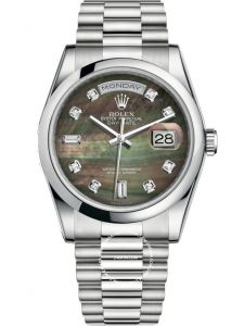Đồng hồ Rolex Day-Date 36 M118206-0043 118206-0043 Bạch Kim Mặt khảm trai đen