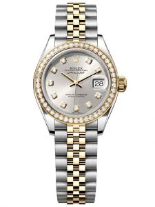 Đồng hồ Rolex Lady Datejust 26 M179383RBR 179383RBR Vàng kim 18ct Niềng kim cương hãng mặt số Silver nạm kim cương - Lướt