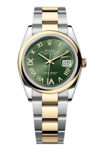 Đồng hồ Rolex Datejust 36 M126203-0050 126203-0050 Demi vàng kim Mặt số xanh olive nạm kim cương