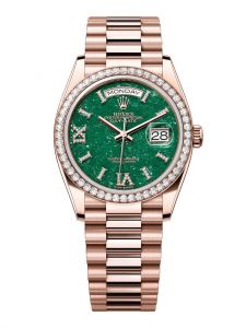 Đồng hồ Rolex Day-Date 36 M128345RBR-0068 128345RBR-0068 vàng Everose 18 ct đá aventurine xanh, nạm kim cương