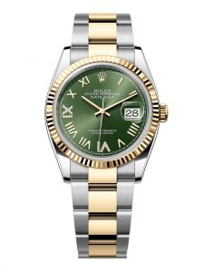 Đồng hồ Rolex Datejust 36 M126233-0050 126233-0050 thép Oystersteel và vàng kim màu xanh olive, nạm kim cương