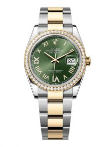 Đồng hồ Rolex Datejust 36 M126283RBR-0036 126283RBR-0036 thép Oystersteel và vàng kim màu xanh olive, nạm kim cương
