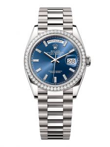 Đồng hồ Rolex Day-Date 36 M128349RBR-0087 128349RBR-0087 vàng trắng 18ct màu xanh dương sáng, nạm kim cương