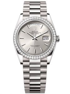 Đồng hồ Rolex Day-Date 36 M128349RBR-0001 128349RBR-0001 Vàng Trắng 18ct Mặt Bạc Niềng Kim cương
