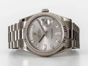 Đồng hồ Rolex Day-Date 36 M118209 118209 President Mặt xám cọc số kim cương